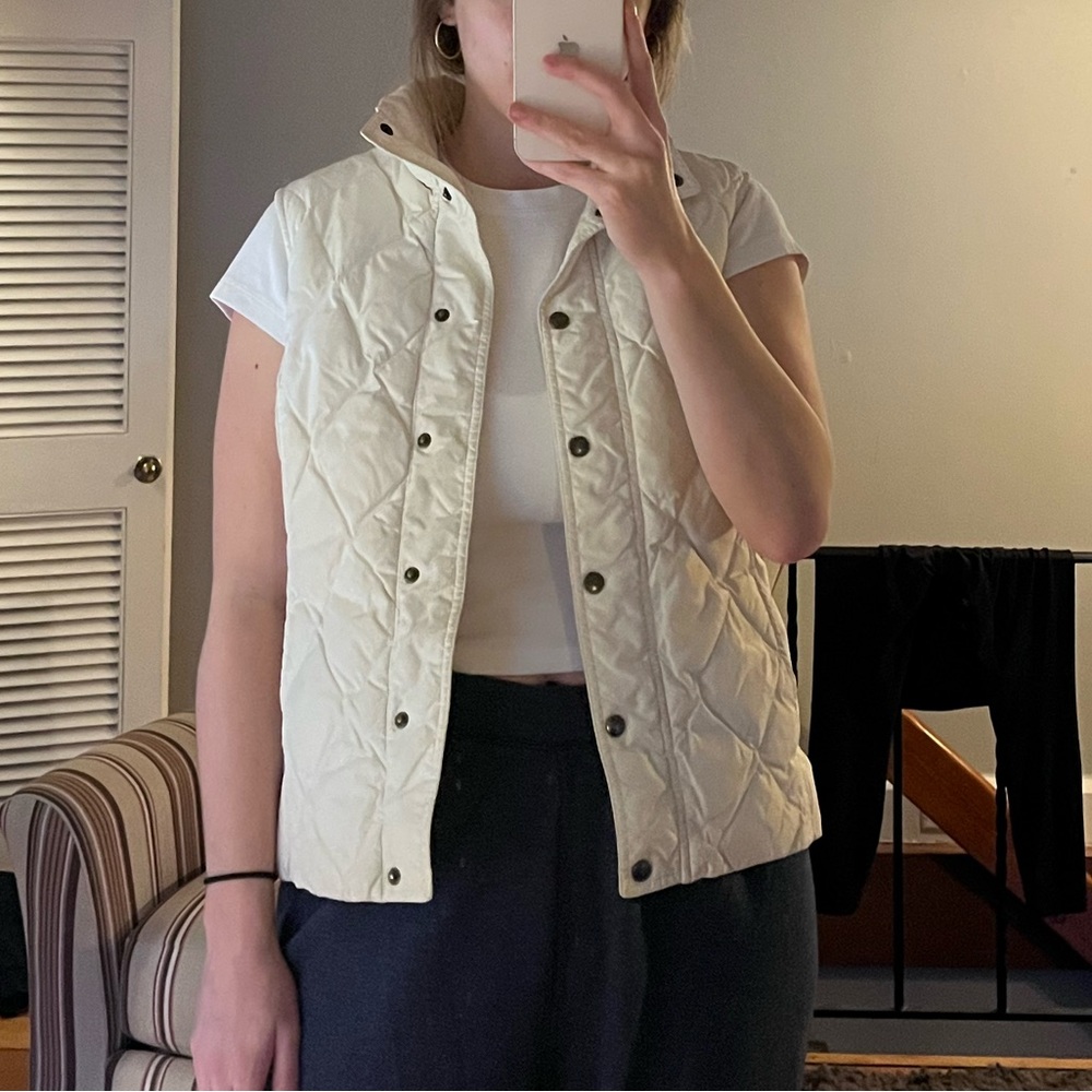 Lands End Cream Quilted Vest
